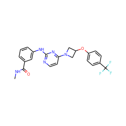CNC(=O)c1cccc(Nc2nccc(N3CC(Oc4ccc(C(F)(F)F)cc4)C3)n2)c1 ZINC000118591484