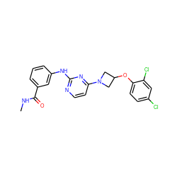 CNC(=O)c1cccc(Nc2nccc(N3CC(Oc4ccc(Cl)cc4Cl)C3)n2)c1 ZINC000118586991