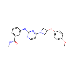 CNC(=O)c1cccc(Nc2nccc(N3CC(Oc4ccc(OC)cc4)C3)n2)c1 ZINC000118594115