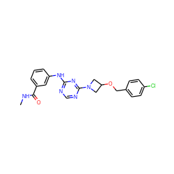 CNC(=O)c1cccc(Nc2ncnc(N3CC(OCc4ccc(Cl)cc4)C3)n2)c1 ZINC001772569739