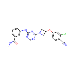 CNC(=O)c1cccc(Nc2ncnc(N3CC(Oc4ccc(C#N)c(Cl)c4)C3)n2)c1 ZINC001772611122