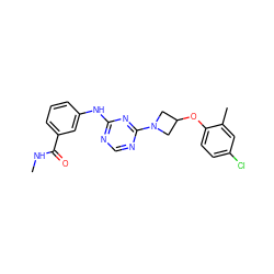 CNC(=O)c1cccc(Nc2ncnc(N3CC(Oc4ccc(Cl)cc4C)C3)n2)c1 ZINC000118588927