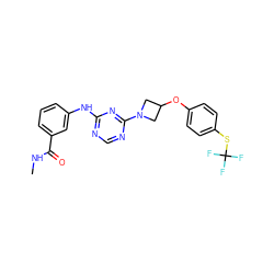CNC(=O)c1cccc(Nc2ncnc(N3CC(Oc4ccc(SC(F)(F)F)cc4)C3)n2)c1 ZINC001772647830