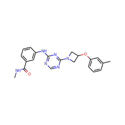 CNC(=O)c1cccc(Nc2ncnc(N3CC(Oc4cccc(C)c4)C3)n2)c1 ZINC001772643761