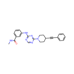 CNC(=O)c1cccc(Nc2ncnc(N3CCC(C#Cc4ccccc4)CC3)n2)c1 ZINC001772643795