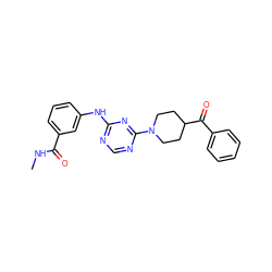 CNC(=O)c1cccc(Nc2ncnc(N3CCC(C(=O)c4ccccc4)CC3)n2)c1 ZINC001772616472