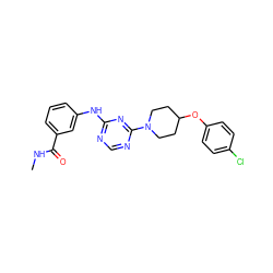 CNC(=O)c1cccc(Nc2ncnc(N3CCC(Oc4ccc(Cl)cc4)CC3)n2)c1 ZINC001772603576