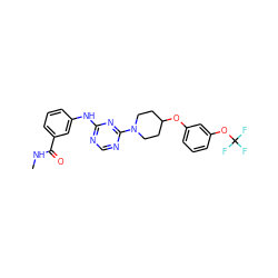 CNC(=O)c1cccc(Nc2ncnc(N3CCC(Oc4cccc(OC(F)(F)F)c4)CC3)n2)c1 ZINC001772573084