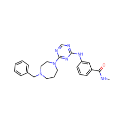 CNC(=O)c1cccc(Nc2ncnc(N3CCCN(Cc4ccccc4)CC3)n2)c1 ZINC001772616575