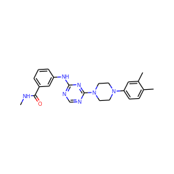 CNC(=O)c1cccc(Nc2ncnc(N3CCN(c4ccc(C)c(C)c4)CC3)n2)c1 ZINC001772612637