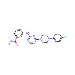 CNC(=O)c1cccc(Nc2ncnc(N3CCN(c4ccc(F)cc4)CC3)n2)c1 ZINC001772626405