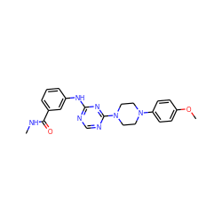 CNC(=O)c1cccc(Nc2ncnc(N3CCN(c4ccc(OC)cc4)CC3)n2)c1 ZINC001772619020