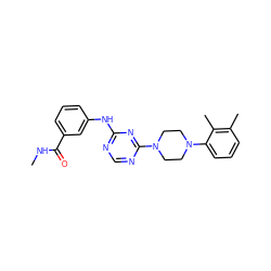 CNC(=O)c1cccc(Nc2ncnc(N3CCN(c4cccc(C)c4C)CC3)n2)c1 ZINC001772574355