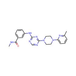 CNC(=O)c1cccc(Nc2ncnc(N3CCN(c4cccc(C)n4)CC3)n2)c1 ZINC001772640386