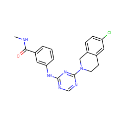 CNC(=O)c1cccc(Nc2ncnc(N3CCc4cc(Cl)ccc4C3)n2)c1 ZINC001772639822