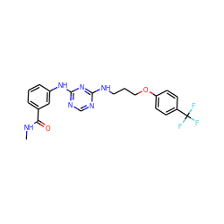 CNC(=O)c1cccc(Nc2ncnc(NCCCOc3ccc(C(F)(F)F)cc3)n2)c1 ZINC001772651447