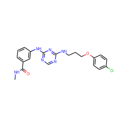 CNC(=O)c1cccc(Nc2ncnc(NCCCOc3ccc(Cl)cc3)n2)c1 ZINC000118708260