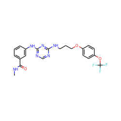 CNC(=O)c1cccc(Nc2ncnc(NCCCOc3ccc(OC(F)(F)F)cc3)n2)c1 ZINC000118715689