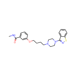 CNC(=O)c1cccc(OCCCCN2CCN(c3nsc4ccccc34)CC2)c1 ZINC000653871500