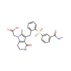 CNC(=O)c1cccc(S(=O)(=O)c2ccccc2Cc2c3c(n(CC(=O)O)c2C)CCNC3=O)c1 ZINC000299827854