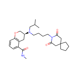 CNC(=O)c1cccc2c1C[C@H](N(CCCCN1C(=O)CC3(CCCC3)CC1=O)CC(C)C)CO2 ZINC000013809348