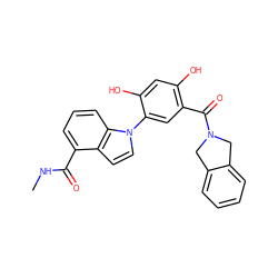 CNC(=O)c1cccc2c1ccn2-c1cc(C(=O)N2Cc3ccccc3C2)c(O)cc1O ZINC000169343536