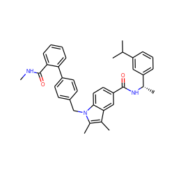 CNC(=O)c1ccccc1-c1ccc(Cn2c(C)c(C)c3cc(C(=O)N[C@@H](C)c4cccc(C(C)C)c4)ccc32)cc1 ZINC000205983889