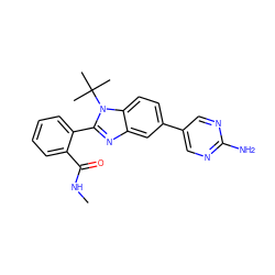 CNC(=O)c1ccccc1-c1nc2cc(-c3cnc(N)nc3)ccc2n1C(C)(C)C ZINC000144123424