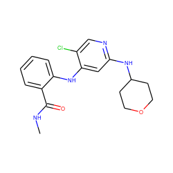 CNC(=O)c1ccccc1Nc1cc(NC2CCOCC2)ncc1Cl ZINC000230507624