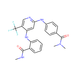 CNC(=O)c1ccccc1Nc1cc(Nc2ccc(C(=O)N(C)C)cc2)ncc1C(F)(F)F ZINC000043197985