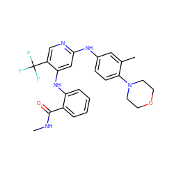 CNC(=O)c1ccccc1Nc1cc(Nc2ccc(N3CCOCC3)c(C)c2)ncc1C(F)(F)F ZINC000169330385