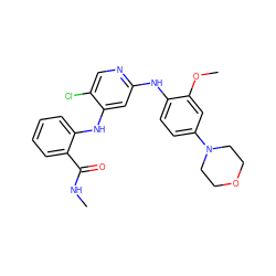 CNC(=O)c1ccccc1Nc1cc(Nc2ccc(N3CCOCC3)cc2OC)ncc1Cl ZINC000115620289