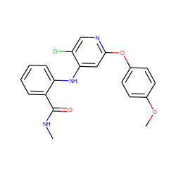 CNC(=O)c1ccccc1Nc1cc(Oc2ccc(OC)cc2)ncc1Cl ZINC000073162779