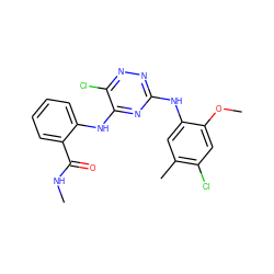 CNC(=O)c1ccccc1Nc1nc(Nc2cc(C)c(Cl)cc2OC)nnc1Cl ZINC001772613313