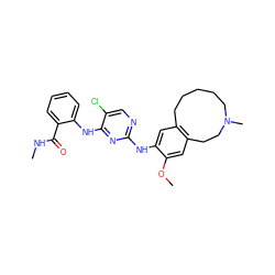 CNC(=O)c1ccccc1Nc1nc(Nc2cc3c(cc2OC)CCN(C)CCCCC3)ncc1Cl ZINC000169345225