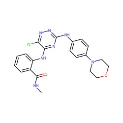 CNC(=O)c1ccccc1Nc1nc(Nc2ccc(N3CCOCC3)cc2)nnc1Cl ZINC001772592782