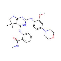 CNC(=O)c1ccccc1Nc1nc(Nc2ccc(N3CCOCC3)cc2OC)nc2c1C(C)(C)CN2 ZINC000199039938