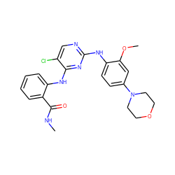 CNC(=O)c1ccccc1Nc1nc(Nc2ccc(N3CCOCC3)cc2OC)ncc1Cl ZINC000020148986