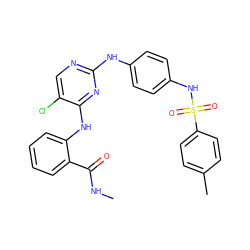 CNC(=O)c1ccccc1Nc1nc(Nc2ccc(NS(=O)(=O)c3ccc(C)cc3)cc2)ncc1Cl ZINC001772590463