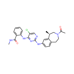 CNC(=O)c1ccccc1Nc1nc(Nc2ccc3c(c2)[C@@H](C)CN(C(C)=O)CC3)ncc1Cl ZINC000169345237