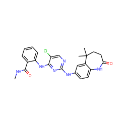 CNC(=O)c1ccccc1Nc1nc(Nc2ccc3c(c2)C(C)(C)CCC(=O)N3)ncc1Cl ZINC000066251907