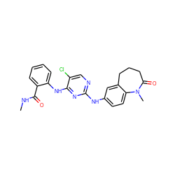 CNC(=O)c1ccccc1Nc1nc(Nc2ccc3c(c2)CCCC(=O)N3C)ncc1Cl ZINC000066259455