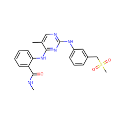 CNC(=O)c1ccccc1Nc1nc(Nc2cccc(CS(C)(=O)=O)c2)ncc1C ZINC000045210201