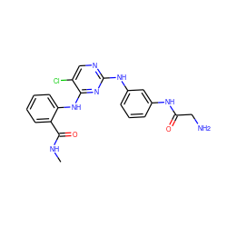 CNC(=O)c1ccccc1Nc1nc(Nc2cccc(NC(=O)CN)c2)ncc1Cl ZINC000299828735