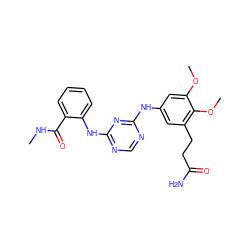 CNC(=O)c1ccccc1Nc1ncnc(Nc2cc(CCC(N)=O)c(OC)c(OC)c2)n1 ZINC000096273911