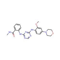 CNC(=O)c1ccccc1Nc1ncnc(Nc2ccc(N3CCOCC3)cc2OC)n1 ZINC000096273912