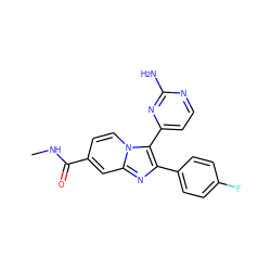 CNC(=O)c1ccn2c(-c3ccnc(N)n3)c(-c3ccc(F)cc3)nc2c1 ZINC000040834805