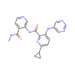 CNC(=O)c1ccncc1NC(=O)c1nc(C2CC2)ccc1Nc1cncnc1 ZINC000095579303