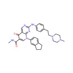 CNC(=O)c1cn(-c2ccc3c(c2)CCC3)c2nc(Nc3ccc(CCN4CCN(C)CC4)cc3)ncc2c1=O ZINC000042850913