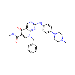 CNC(=O)c1cn(Cc2ccccc2)c2nc(Nc3ccc(N4CCN(C)CC4)cc3)ncc2c1=O ZINC000053026098